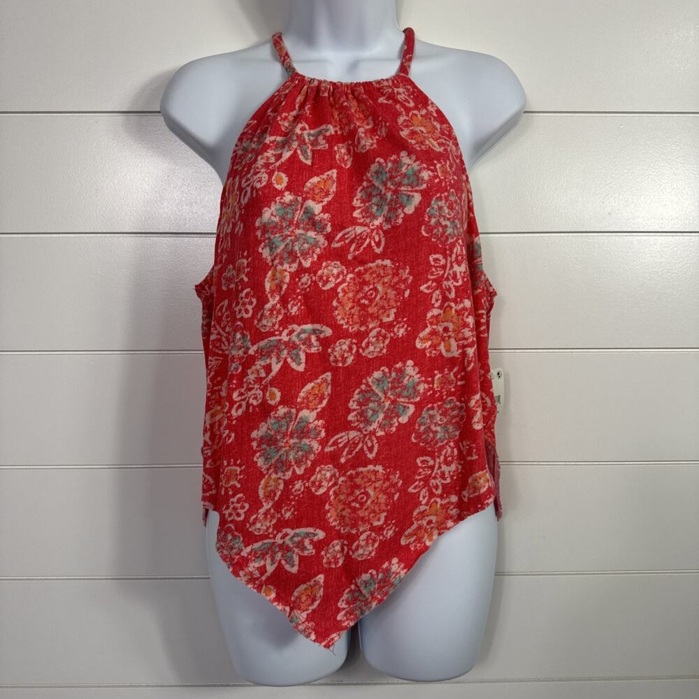Free People - We The Free Daisy Tank Asymmetric Hem Pink Floral Print sz L